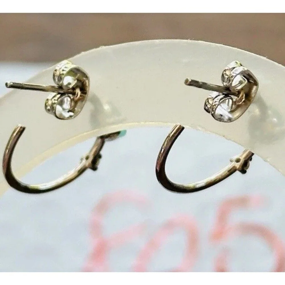 Bomb Party Aqua Blue Faceted Stone Open Hoop Stud Earrings Rhodium Plated